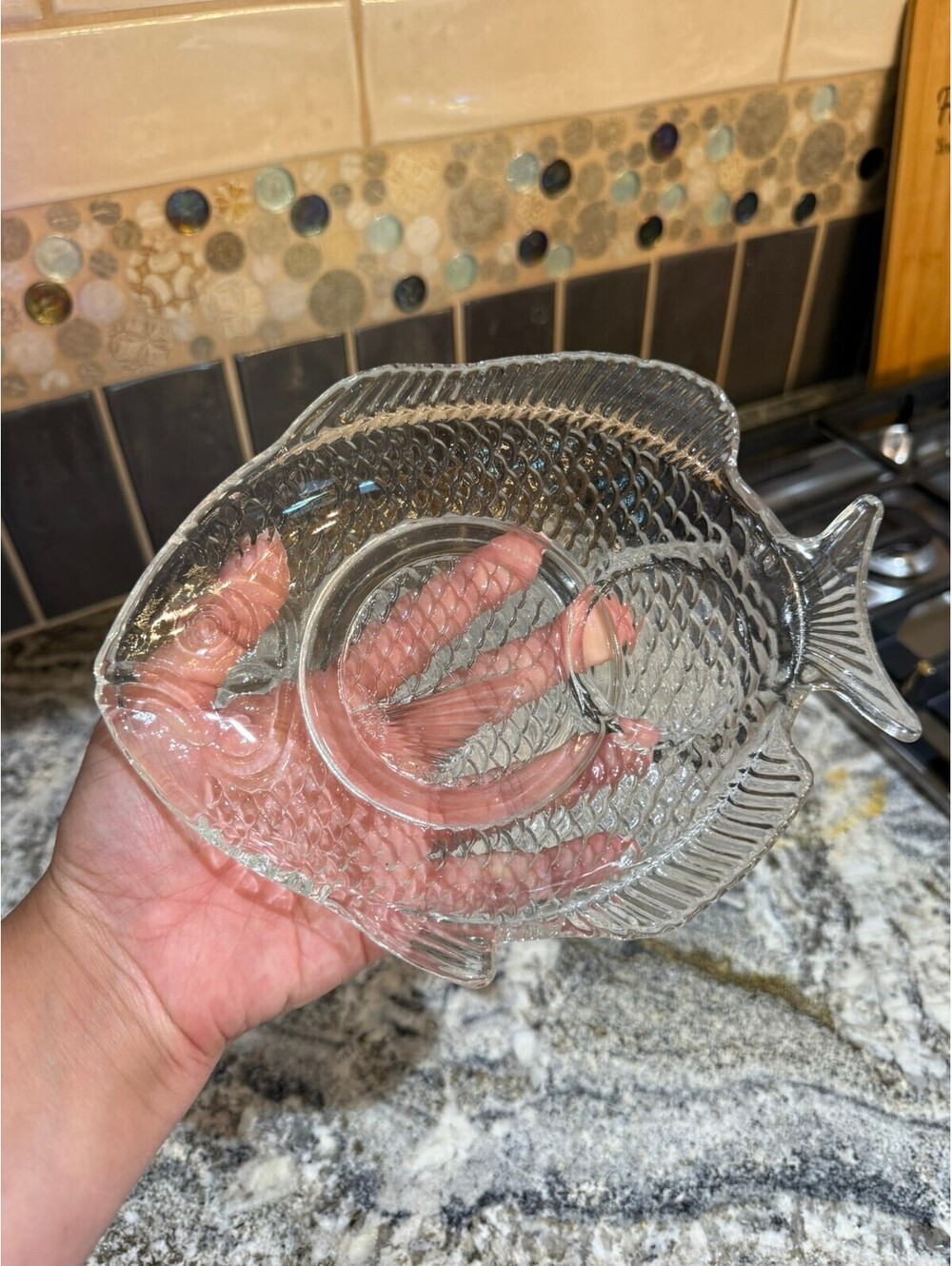 Clear Glass Fish-Shaped Decorative Plate